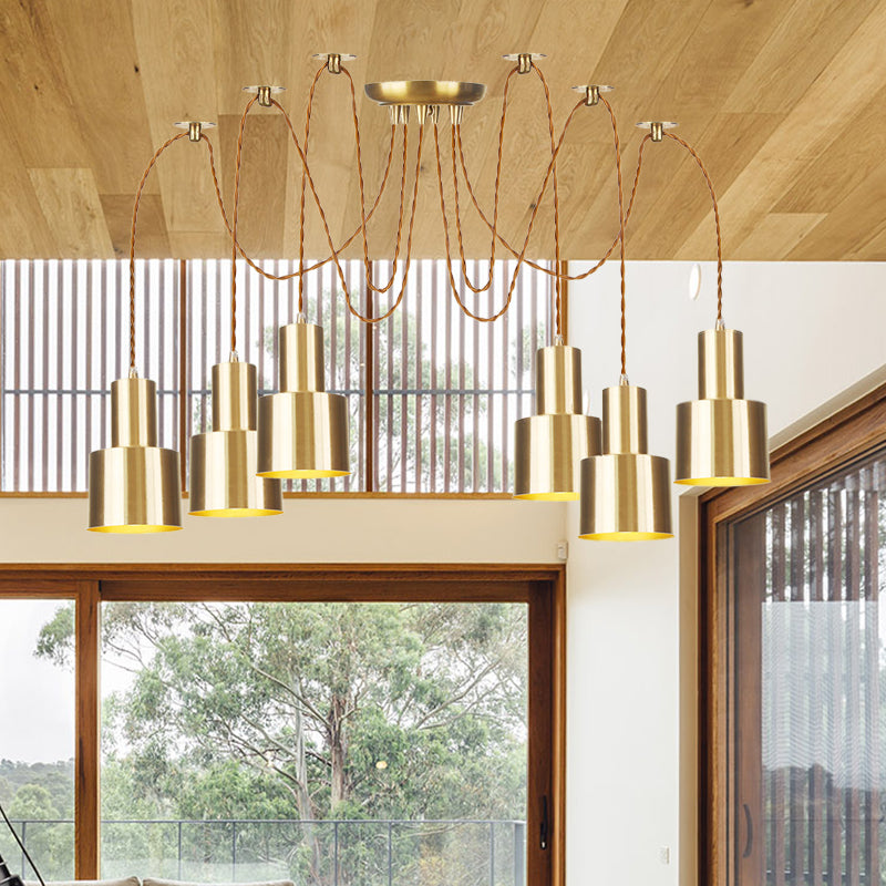 Tubular Living Room Multi Pendant Light Industrial Metal 2/3/4-Light Gold Finish Swag Ceiling Lamp Clearhalo 'Art Deco Pendants' 'Cast Iron' 'Ceiling Lights' 'Ceramic' 'Crystal' 'Industrial Pendants' 'Industrial' 'Metal' 'Middle Century Pendants' 'Pendant Lights' 'Pendants' 'Tiffany' Lighting' 728448