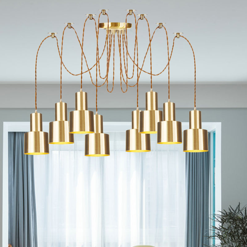 Tubular Living Room Multi Pendant Light Industrial Metal 2/3/4-Light Gold Finish Swag Ceiling Lamp Clearhalo 'Art Deco Pendants' 'Cast Iron' 'Ceiling Lights' 'Ceramic' 'Crystal' 'Industrial Pendants' 'Industrial' 'Metal' 'Middle Century Pendants' 'Pendant Lights' 'Pendants' 'Tiffany' Lighting' 728453