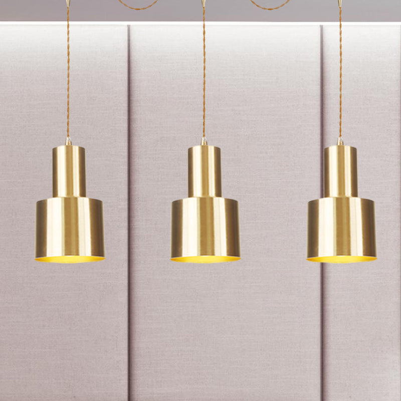 Metal Gold Finish Tandem Multi Ceiling Light Tube 3/5/7 Heads Industrial-Style Hanging Pendant Lamp 3 Gold Clearhalo 'Art Deco Pendants' 'Cast Iron' 'Ceiling Lights' 'Ceramic' 'Crystal' 'Industrial Pendants' 'Industrial' 'Metal' 'Middle Century Pendants' 'Pendant Lights' 'Pendants' 'Tiffany' Lighting' 728457