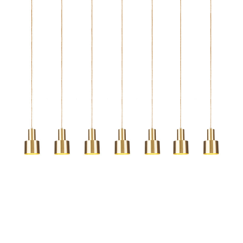 Metal Gold Finish Tandem Multi Ceiling Light Tube 3/5/7 Heads Industrial-Style Hanging Pendant Lamp Clearhalo 'Art Deco Pendants' 'Cast Iron' 'Ceiling Lights' 'Ceramic' 'Crystal' 'Industrial Pendants' 'Industrial' 'Metal' 'Middle Century Pendants' 'Pendant Lights' 'Pendants' 'Tiffany' Lighting' 728470