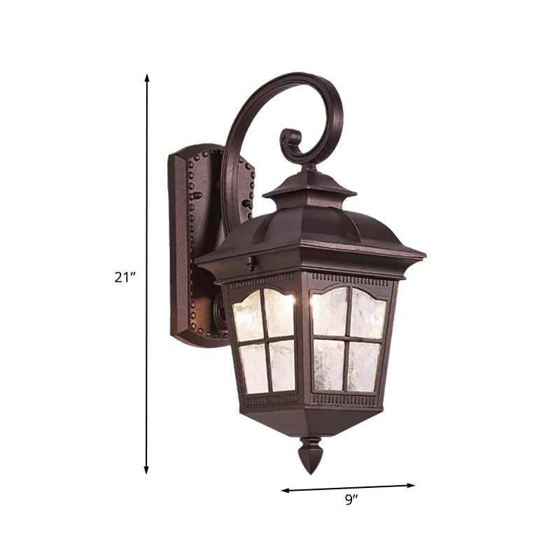 Water Glass Dark Coffee Sconce Lamp Swirl Arm 1 Light Farmhouse Wall Mounted Lighting Clearhalo 'Wall Lamps & Sconces' 'Wall Lights' Lighting' 728789