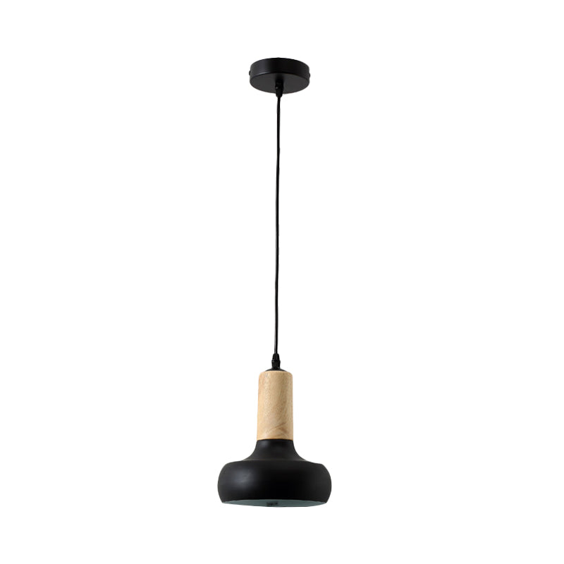 Iron Urn Shaped Suspension Pendant Nordic Style 1 Light Black Finish Ceiling Hang Fixture Clearhalo 'Ceiling Lights' 'Modern Pendants' 'Modern' 'Pendant Lights' 'Pendants' Lighting' 729982