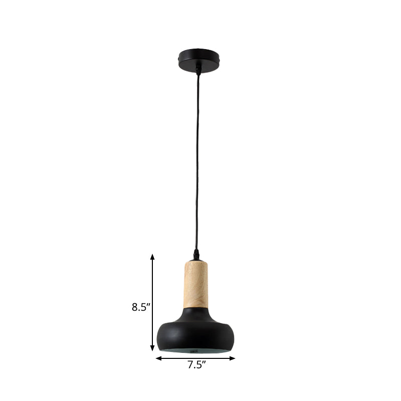 Iron Urn Shaped Suspension Pendant Nordic Style 1 Light Black Finish Ceiling Hang Fixture Clearhalo 'Ceiling Lights' 'Modern Pendants' 'Modern' 'Pendant Lights' 'Pendants' Lighting' 729983