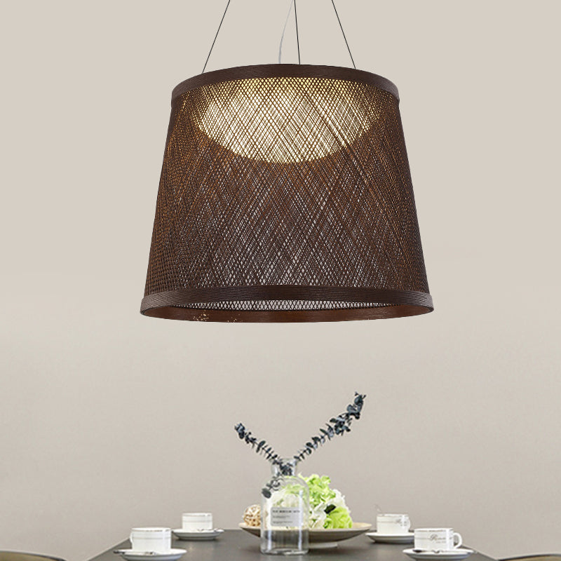 Grass Vine Drum Shape Hanging Light Minimalist 1 Head Pendant Ceiling Lamp in Black over Dining Table Clearhalo 'Ceiling Lights' 'Pendant Lights' 'Pendants' Lighting' 730065