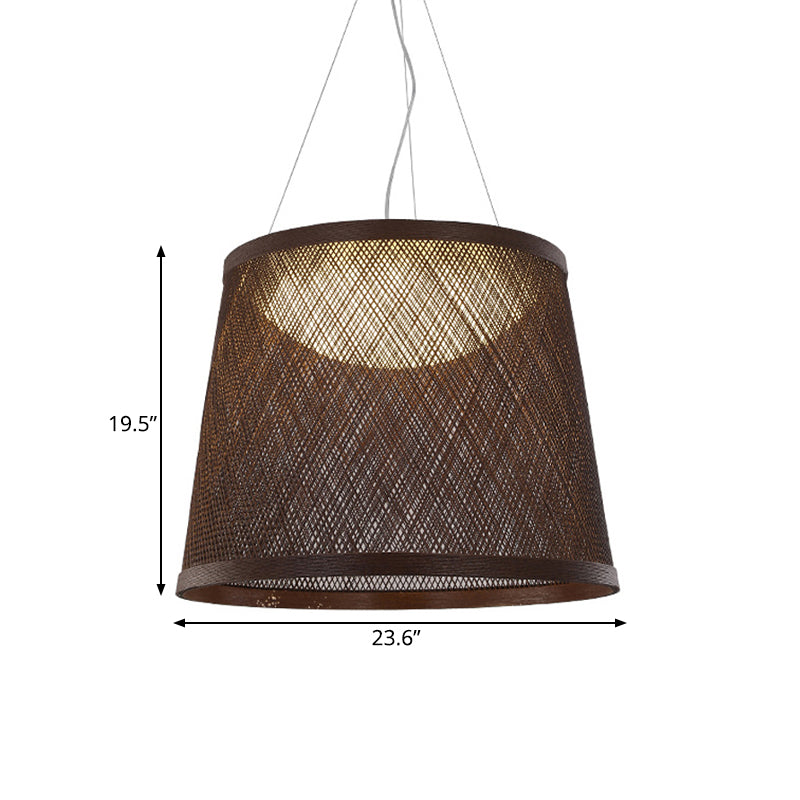 Grass Vine Drum Shape Hanging Light Minimalist 1 Head Pendant Ceiling Lamp in Black over Dining Table Clearhalo 'Ceiling Lights' 'Pendant Lights' 'Pendants' Lighting' 730069