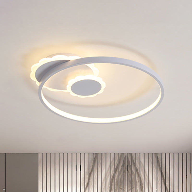 White Round Ceiling Light Modernism LED Acrylic Flush Mount Lamp for Bedroom, Warm/White Light Grey Clearhalo 'Ceiling Lights' 'Close To Ceiling Lights' 'Close to ceiling' 'Flush mount' Lighting' 730205
