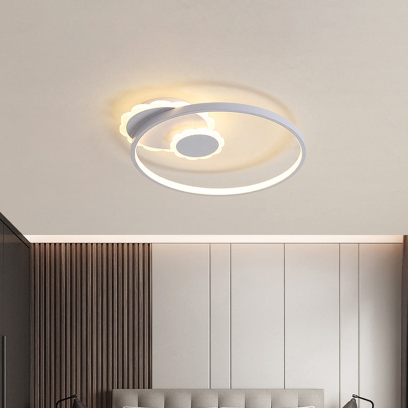 White Round Ceiling Light Modernism LED Acrylic Flush Mount Lamp for Bedroom, Warm/White Light Clearhalo 'Ceiling Lights' 'Close To Ceiling Lights' 'Close to ceiling' 'Flush mount' Lighting' 730206