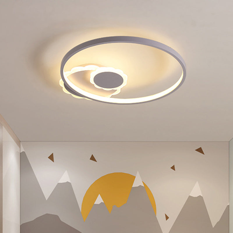 White Round Ceiling Light Modernism LED Acrylic Flush Mount Lamp for Bedroom, Warm/White Light Clearhalo 'Ceiling Lights' 'Close To Ceiling Lights' 'Close to ceiling' 'Flush mount' Lighting' 730207