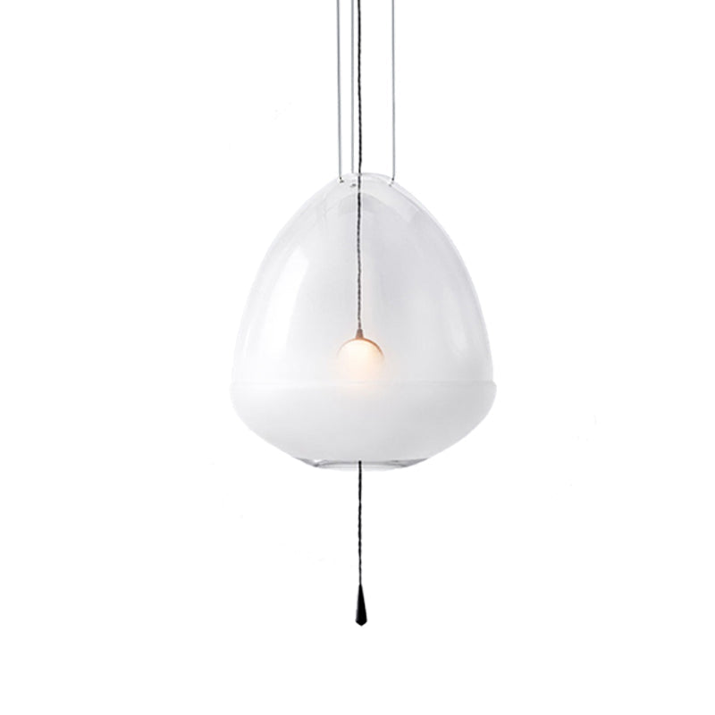 Elliptical Bedside Pendant Lighting Clear Frosted Glass 1-Head Simple Ceiling Suspension Lamp Clearhalo 'Ceiling Lights' 'Glass shade' 'Glass' 'Modern Pendants' 'Modern' 'Pendant Lights' 'Pendants' Lighting' 730328