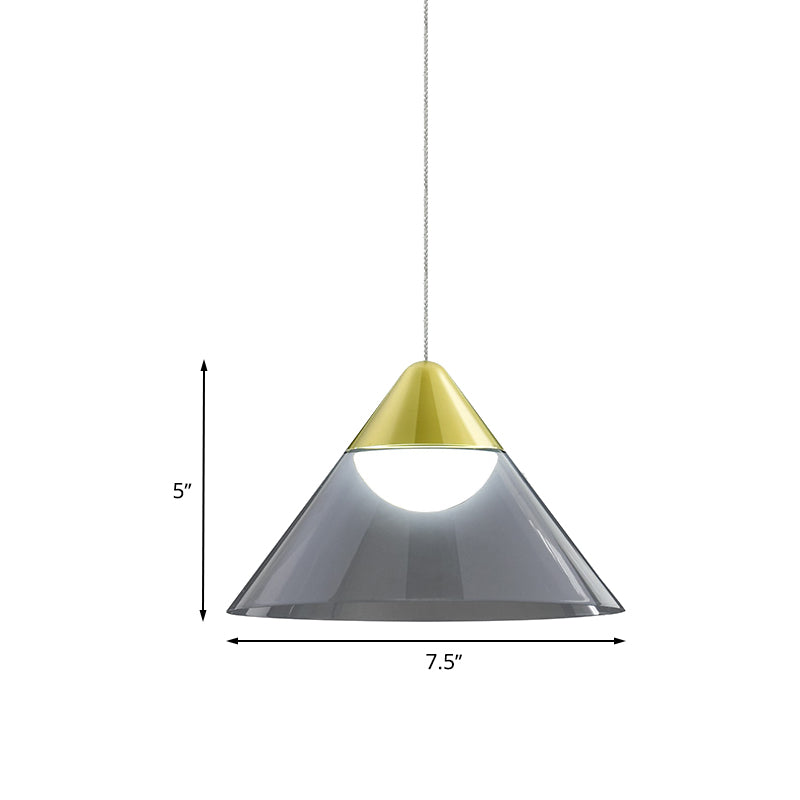 Nordic 1 Bulb Suspension Light Gold Cone Pendant Lamp with Smoke Gray Glass Shade for Dining Room Clearhalo 'Ceiling Lights' 'Glass shade' 'Glass' 'Modern Pendants' 'Modern' 'Pendant Lights' 'Pendants' Lighting' 730431