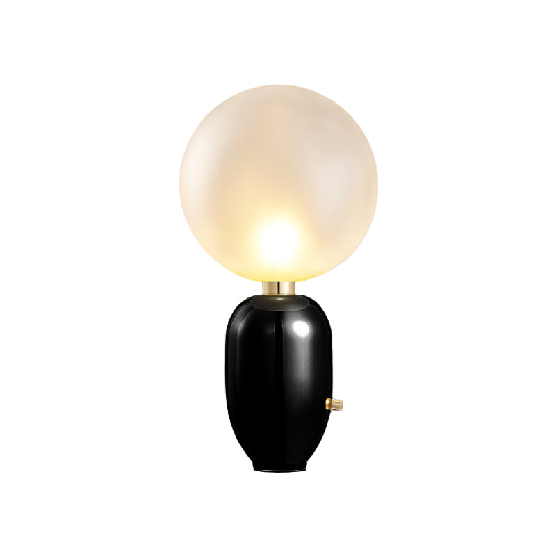 Capsule Table Lighting Modern Metallic 1 Light Living Room LED Desk Lamp in Black/Gold with Orb White Glass Shade Clearhalo 'Lamps' 'Table Lamps' Lighting' 730717