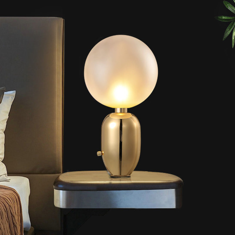 Capsule Table Lighting Modern Metallic 1 Light Living Room LED Desk Lamp in Black/Gold with Orb White Glass Shade Clearhalo 'Lamps' 'Table Lamps' Lighting' 730720
