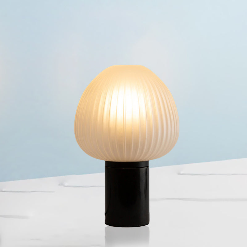 Milk White Prismatic Glass Onion Desk Light Modern LED Black Table Lamp for Bedroom Clearhalo 'Lamps' 'Table Lamps' Lighting' 730738