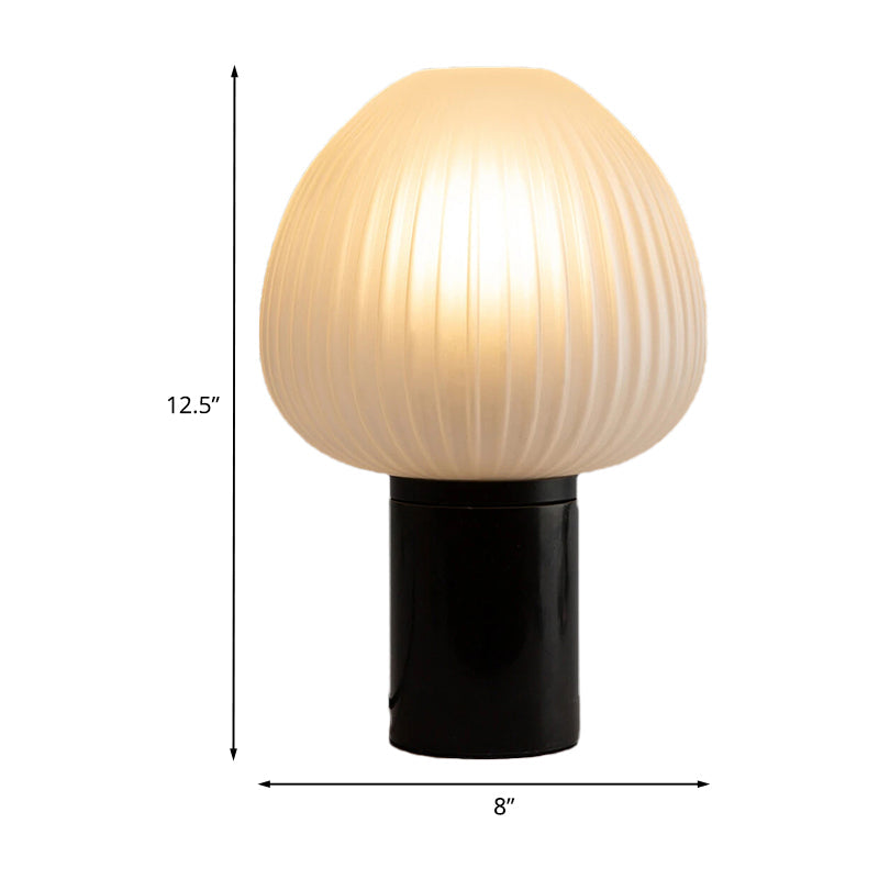 Milk White Prismatic Glass Onion Desk Light Modern LED Black Table Lamp for Bedroom Clearhalo 'Lamps' 'Table Lamps' Lighting' 730741