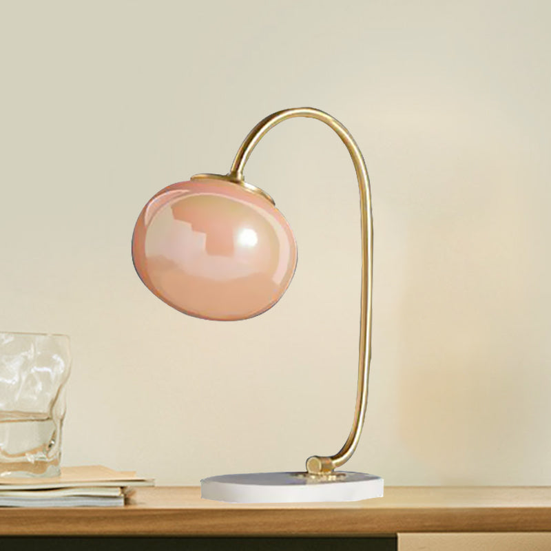 Global Study Room Reading Book Light Pink Glass LED Postmodern Table Lamp with Marble Base Clearhalo 'Lamps' 'Table Lamps' Lighting' 730796