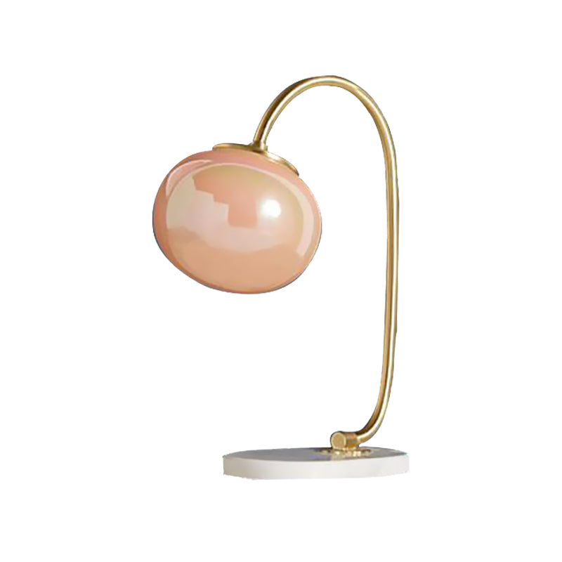 Global Study Room Reading Book Light Pink Glass LED Postmodern Table Lamp with Marble Base Clearhalo 'Lamps' 'Table Lamps' Lighting' 730797