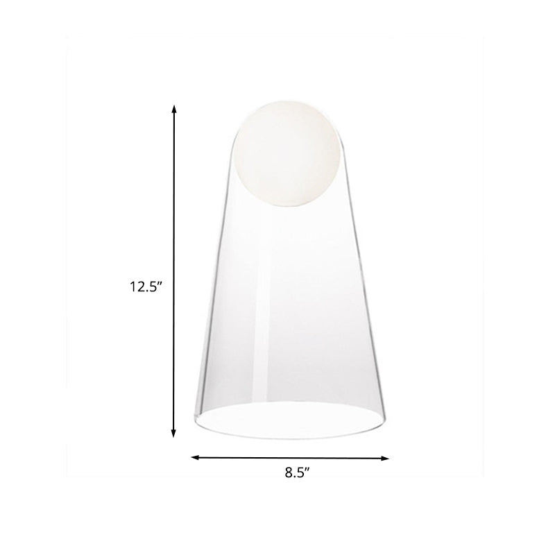 Minimalist Conical Table Light Clear Glass LED Bedside Night Lamp with Modo Shade Inside Clearhalo 'Lamps' 'Table Lamps' Lighting' 731402