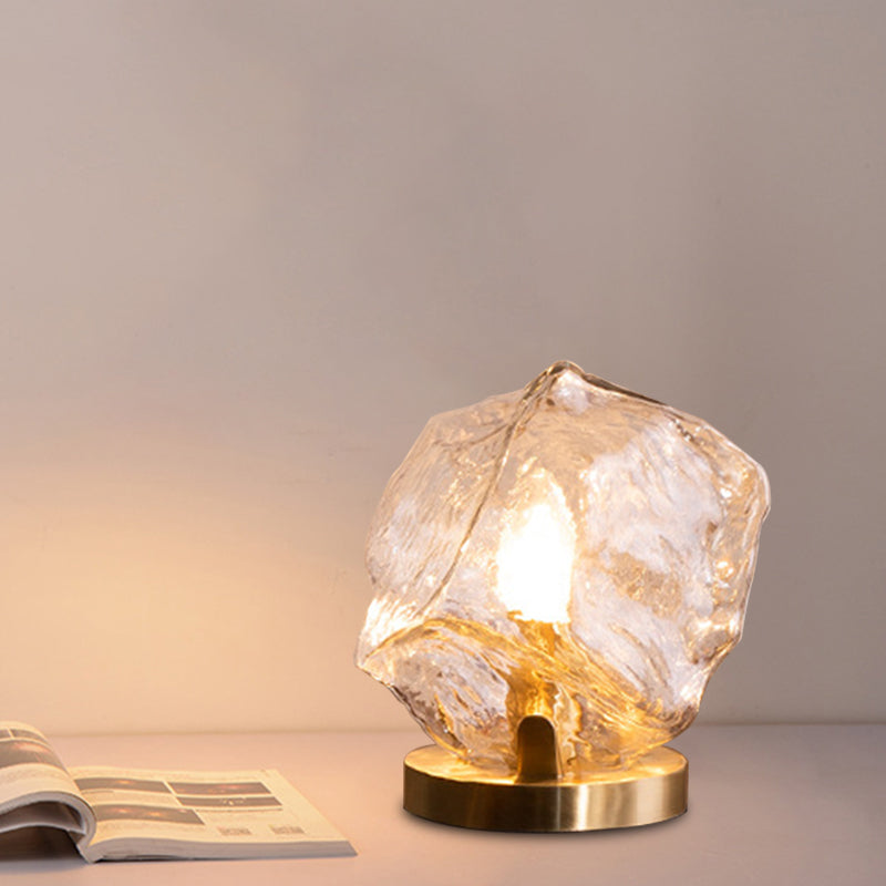 Gold Gem Shaped Table Lighting Modern 1-Light Cognac/Clear Glass Night Lamp for Living Room Clear Clearhalo 'Lamps' 'Table Lamps' Lighting' 731468
