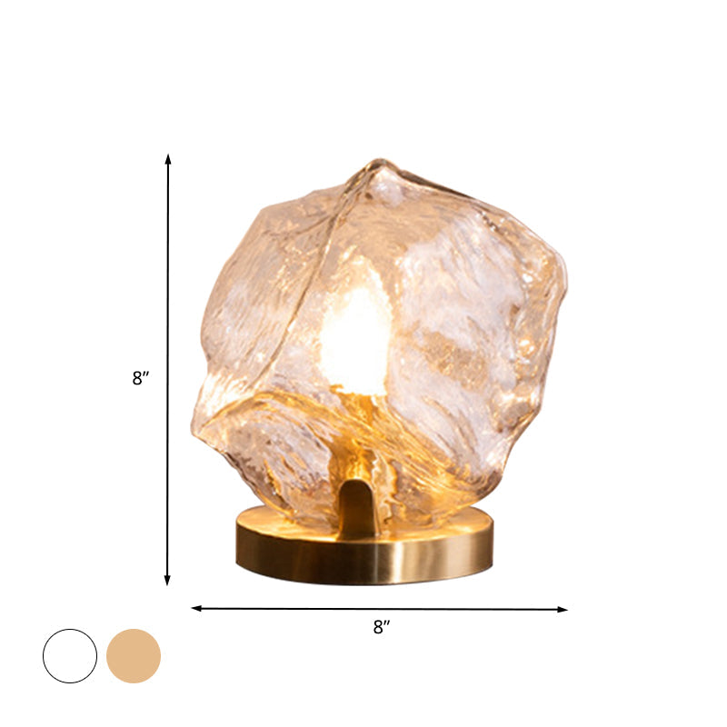 Gold Gem Shaped Table Lighting Modern 1-Light Cognac/Clear Glass Night Lamp for Living Room Clearhalo 'Lamps' 'Table Lamps' Lighting' 731472