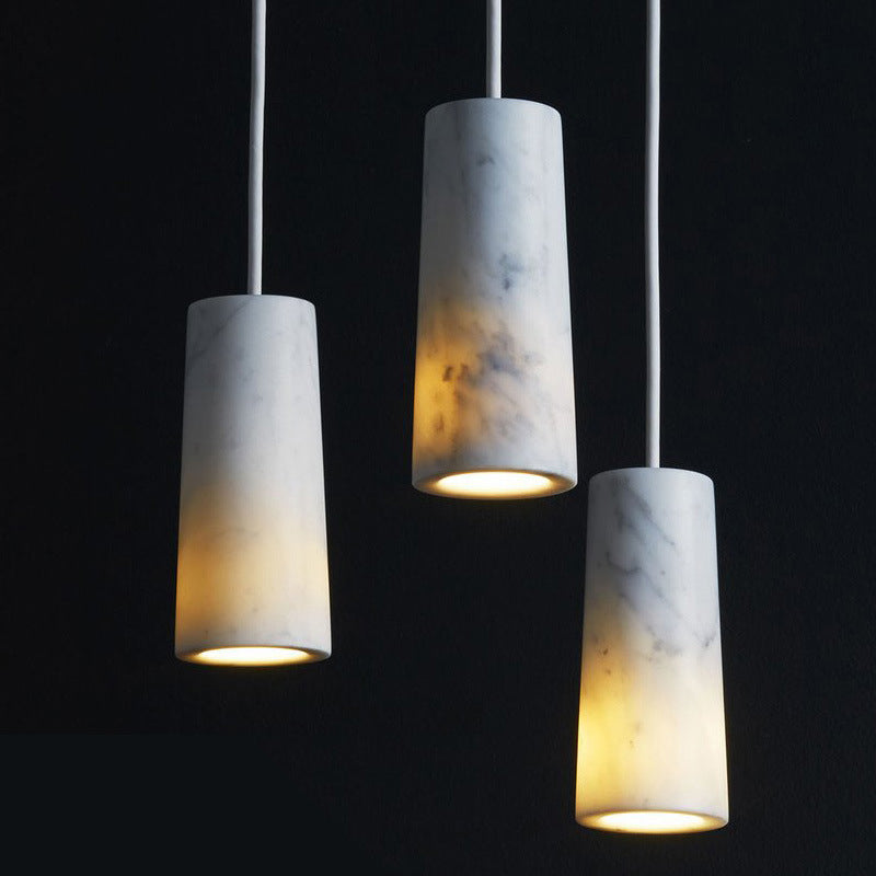 Tube Restaurant Pendant Light Fixture Marble 1 Bulb Minimalism Hanging Lamp Kit in White Clearhalo 'Ceiling Lights' 'Modern Pendants' 'Modern' 'Pendant Lights' 'Pendants' Lighting' 731521