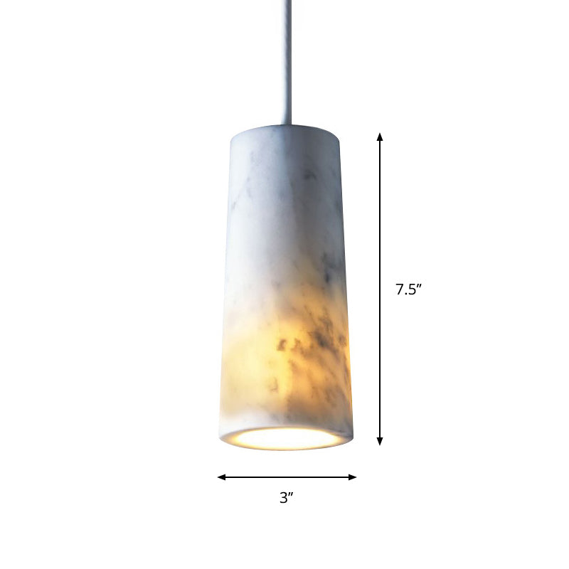 Tube Restaurant Pendant Light Fixture Marble 1 Bulb Minimalism Hanging Lamp Kit in White Clearhalo 'Ceiling Lights' 'Modern Pendants' 'Modern' 'Pendant Lights' 'Pendants' Lighting' 731524