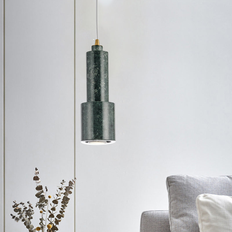White/Green Tube Hanging Ceiling Light Marble 1-Light Nordic Suspended Pendant Lamp for Living Room Green Clearhalo 'Ceiling Lights' 'Modern Pendants' 'Modern' 'Pendant Lights' 'Pendants' Lighting' 731596