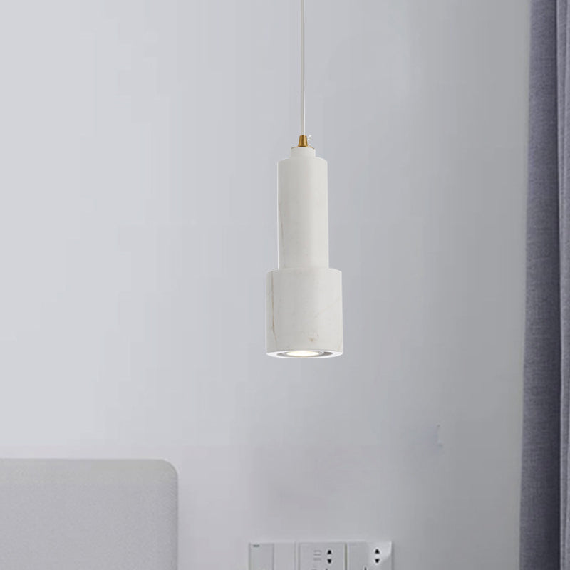 White/Green Tube Hanging Ceiling Light Marble 1-Light Nordic Suspended Pendant Lamp for Living Room White Clearhalo 'Ceiling Lights' 'Modern Pendants' 'Modern' 'Pendant Lights' 'Pendants' Lighting' 731601