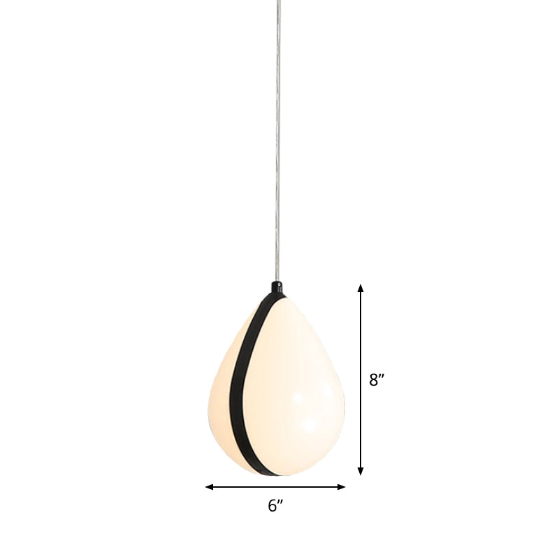 White and Black Waterdrop Hanging Light Modern 1 Light Acrylic LED Ceiling Pendant Lamp in White/Warm Light Clearhalo 'Ceiling Lights' 'Modern Pendants' 'Modern' 'Pendant Lights' 'Pendants' Lighting' 731644