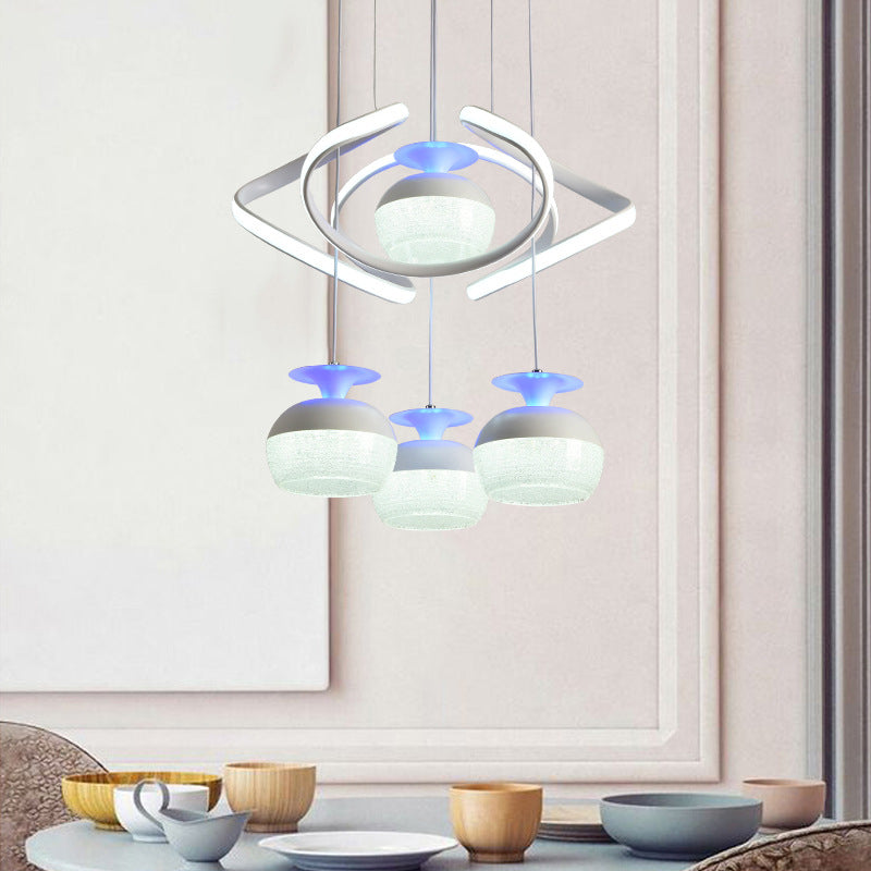 Modernism Cup Shape Cluster Pendant Acrylic 4 Heads Dining Room LED Suspension Light in White with Twisted Shelf Clearhalo 'Ceiling Lights' 'Modern Pendants' 'Modern' 'Pendant Lights' 'Pendants' Lighting' 731867