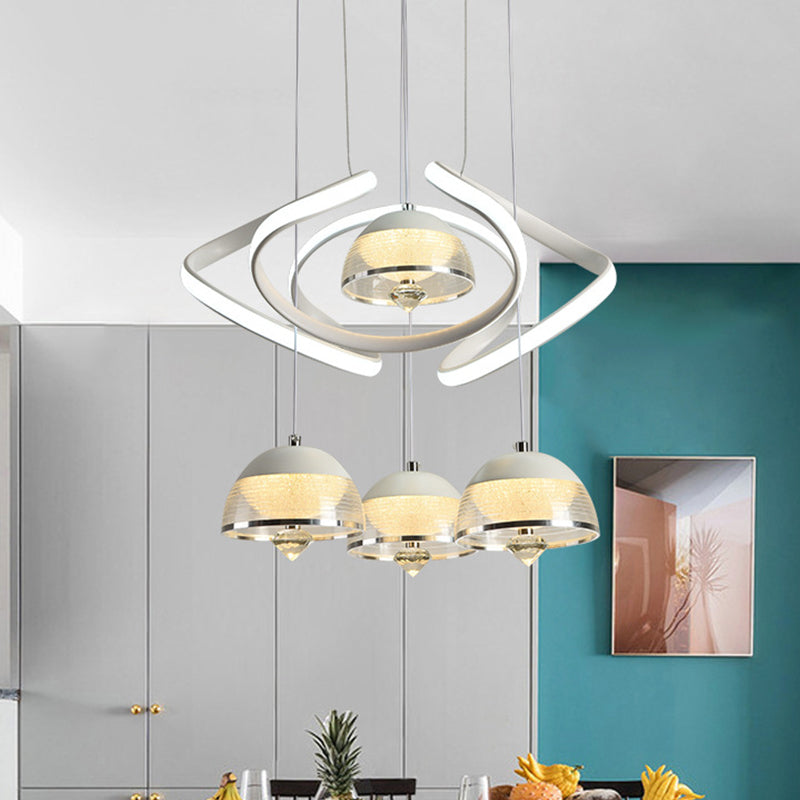 White Domed Cluster Pendant Contemporary 4-Head Acrylic Waving LED Hanging Lighting Clearhalo 'Ceiling Lights' 'Modern Pendants' 'Modern' 'Pendant Lights' 'Pendants' Lighting' 731876