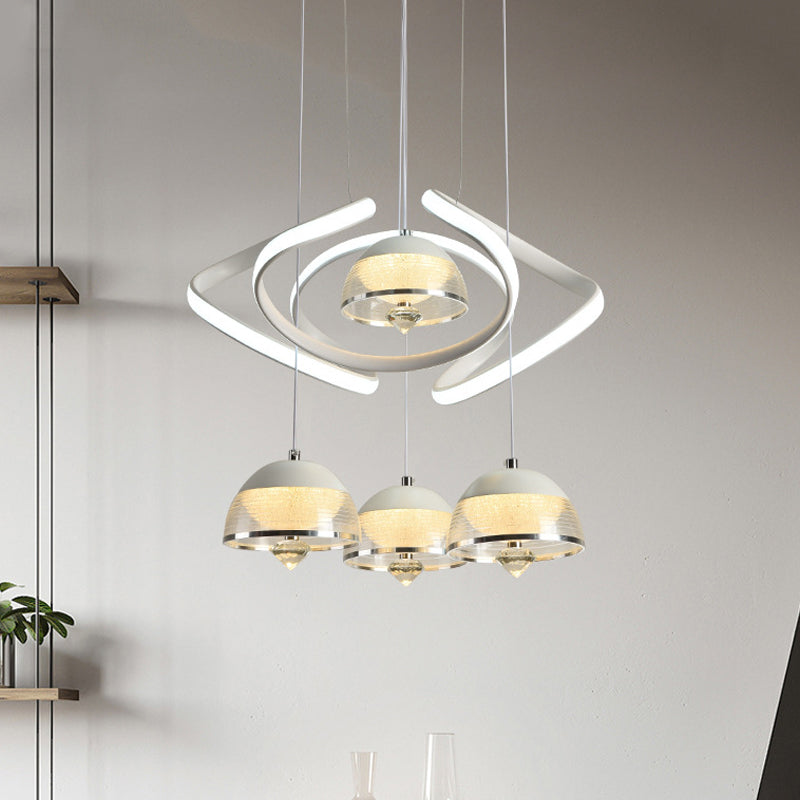 White Domed Cluster Pendant Contemporary 4-Head Acrylic Waving LED Hanging Lighting Clearhalo 'Ceiling Lights' 'Modern Pendants' 'Modern' 'Pendant Lights' 'Pendants' Lighting' 731877