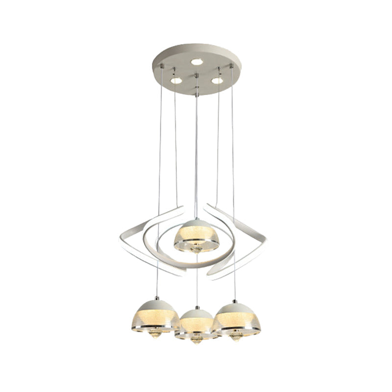 White Domed Cluster Pendant Contemporary 4-Head Acrylic Waving LED Hanging Lighting Clearhalo 'Ceiling Lights' 'Modern Pendants' 'Modern' 'Pendant Lights' 'Pendants' Lighting' 731878