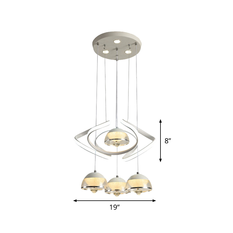 White Domed Cluster Pendant Contemporary 4-Head Acrylic Waving LED Hanging Lighting Clearhalo 'Ceiling Lights' 'Modern Pendants' 'Modern' 'Pendant Lights' 'Pendants' Lighting' 731879