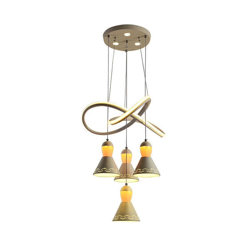 Acrylic Bell Cluster Pendant Light Modernism 4 Heads Strip LED Suspension Lamp in White Clearhalo 'Ceiling Lights' 'Modern Pendants' 'Modern' 'Pendant Lights' 'Pendants' Lighting' 731898