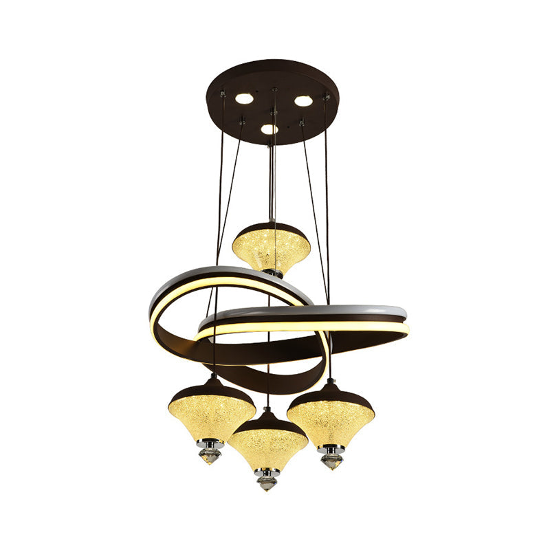 Black Gyroscope Multi Light Pendant Contemporary 4-Light Acrylic LED Suspension Lamp with Twisted Shelf Clearhalo 'Ceiling Lights' 'Modern Pendants' 'Modern' 'Pendant Lights' 'Pendants' Lighting' 731918