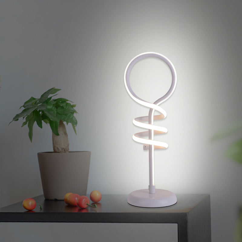 White Lollipop Desk Light Contemporary LED Acrylic Reading Lamp with Spiral Design in Warm/White Light Clearhalo 'Lamps' 'Table Lamps' Lighting' 732440