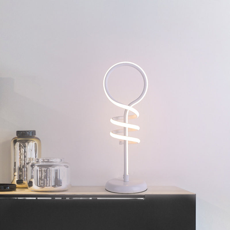 White Lollipop Desk Light Contemporary LED Acrylic Reading Lamp with Spiral Design in Warm/White Light Clearhalo 'Lamps' 'Table Lamps' Lighting' 732441
