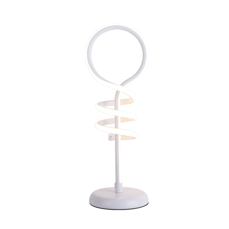 White Lollipop Desk Light Contemporary LED Acrylic Reading Lamp with Spiral Design in Warm/White Light Clearhalo 'Lamps' 'Table Lamps' Lighting' 732442