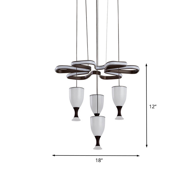 Coffee 4-Cup and Twist Ceiling Light Fixture Modernist LED Acrylic Multi Light Pendant Clearhalo 'Ceiling Lights' 'Modern Pendants' 'Modern' 'Pendant Lights' 'Pendants' Lighting' 732493