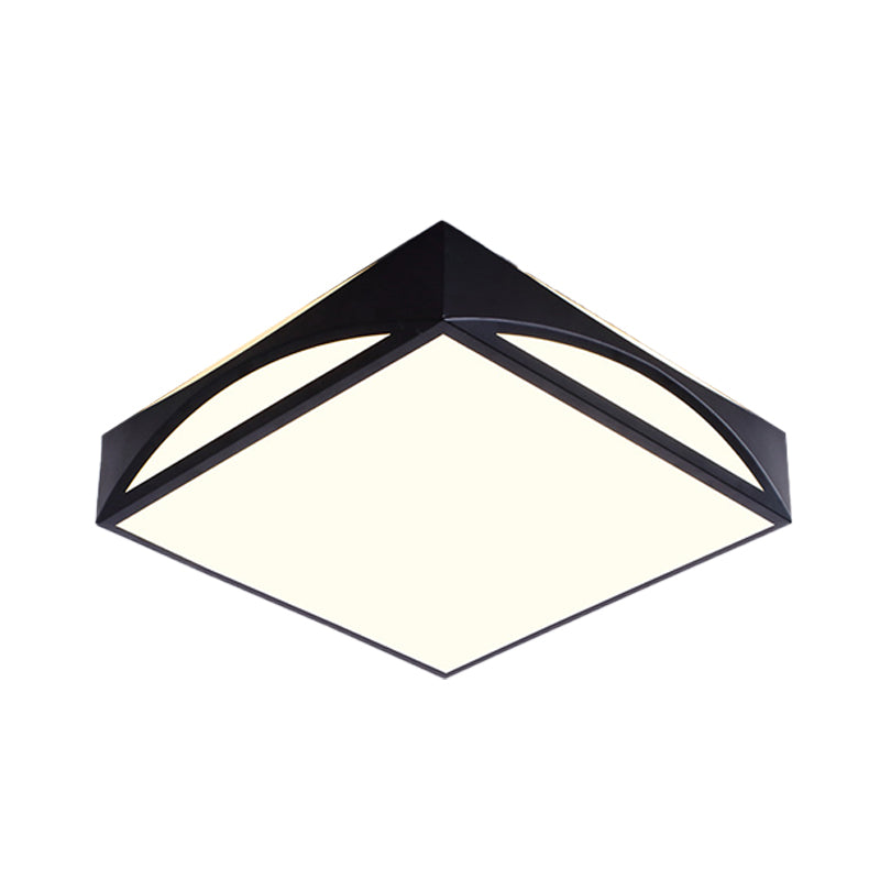 White/Black Squared Box Flush Mount Light Minimalist 18.5