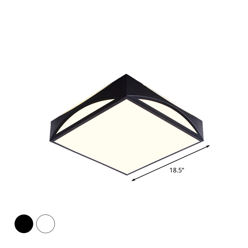 White/Black Squared Box Flush Mount Light Minimalist 18.5