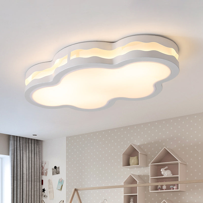 White Cloud Flush Mount Lighting Contemporary LED Iron Close to Ceiling Lamp in Warm/White Light for Children Bedroom, 26