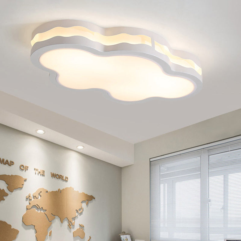 White Cloud Flush Mount Lighting Contemporary LED Iron Close to Ceiling Lamp in Warm/White Light for Children Bedroom, 26