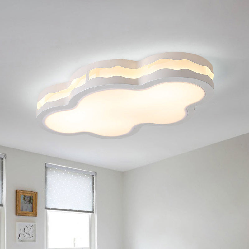 White Cloud Flush Mount Lighting Contemporary LED Iron Close to Ceiling Lamp in Warm/White Light for Children Bedroom, 26