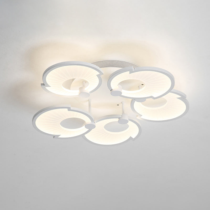White Floral Semi Flushmount Lighting Modern LED Acrylic Flush Mount Ceiling Fixture in White/Warm Light White Clearhalo 'Ceiling Lights' 'Close To Ceiling Lights' 'Close to ceiling' 'Semi-flushmount' Lighting' 732835