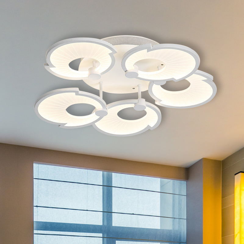 White Floral Semi Flushmount Lighting Modern LED Acrylic Flush Mount Ceiling Fixture in White/Warm Light Clearhalo 'Ceiling Lights' 'Close To Ceiling Lights' 'Close to ceiling' 'Semi-flushmount' Lighting' 732836