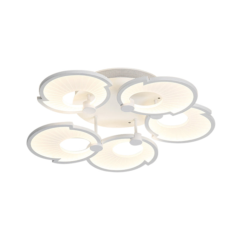 White Floral Semi Flushmount Lighting Modern LED Acrylic Flush Mount Ceiling Fixture in White/Warm Light Clearhalo 'Ceiling Lights' 'Close To Ceiling Lights' 'Close to ceiling' 'Semi-flushmount' Lighting' 732837