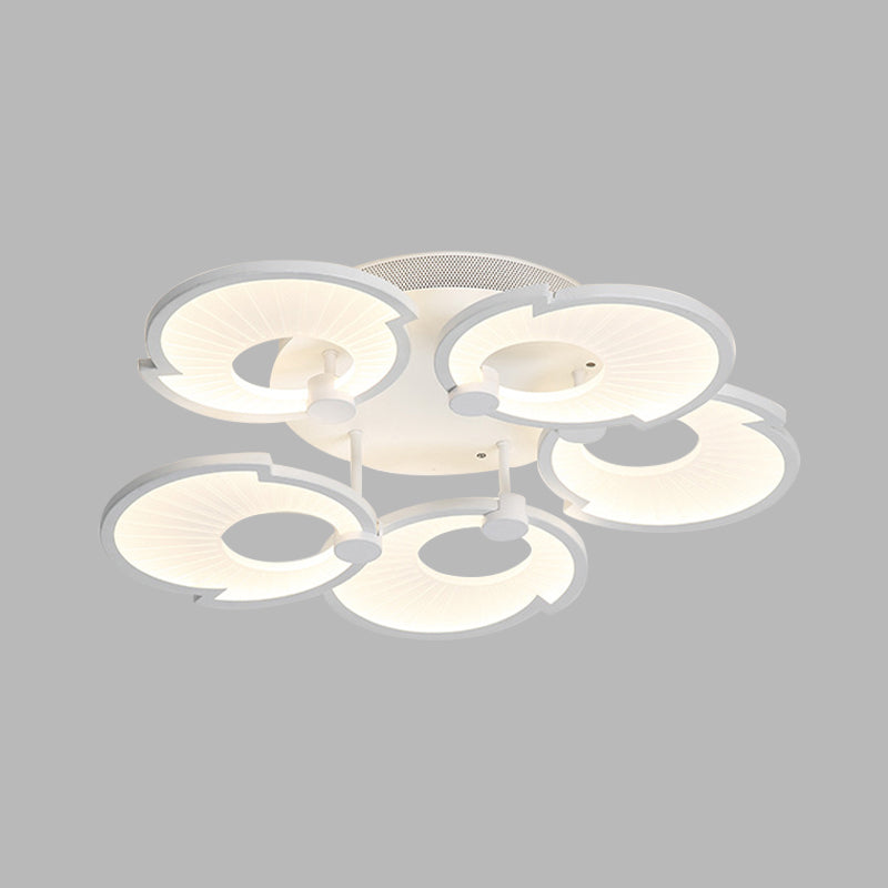 White Floral Semi Flushmount Lighting Modern LED Acrylic Flush Mount Ceiling Fixture in White/Warm Light Clearhalo 'Ceiling Lights' 'Close To Ceiling Lights' 'Close to ceiling' 'Semi-flushmount' Lighting' 732838