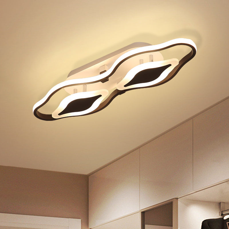 Swimming Goggles Semi Flushmount Lighting Contemporary Acrylic LED Bedroom Ceiling Flush Mount in Black Black Clearhalo 'Ceiling Lights' 'Close To Ceiling Lights' 'Close to ceiling' 'Semi-flushmount' Lighting' 732998