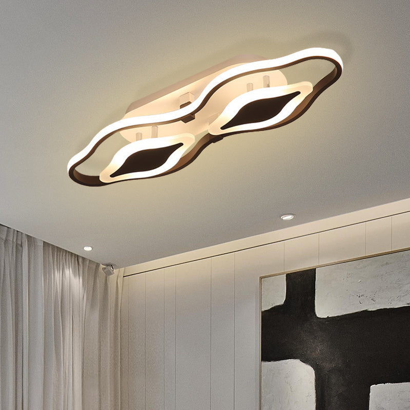 Swimming Goggles Semi Flushmount Lighting Contemporary Acrylic LED Bedroom Ceiling Flush Mount in Black Clearhalo 'Ceiling Lights' 'Close To Ceiling Lights' 'Close to ceiling' 'Semi-flushmount' Lighting' 732999